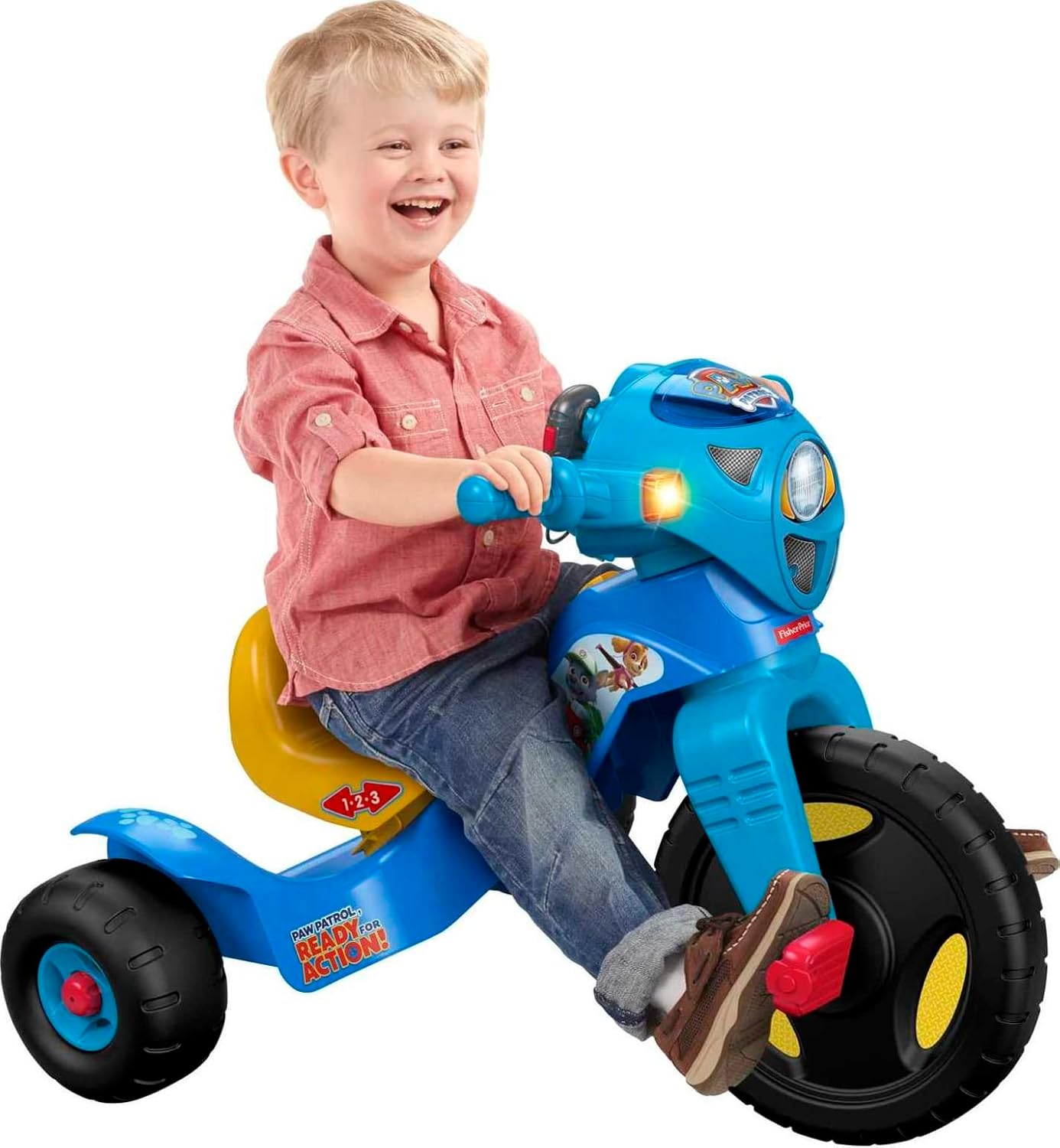 Fisher-Price PAW Patrol Toddler Tricycle Lights & Sounds Trike Toy Bike with Handlebar Grips & Storage for Preschool Kids Ages 2+ Years 24hrsmart
